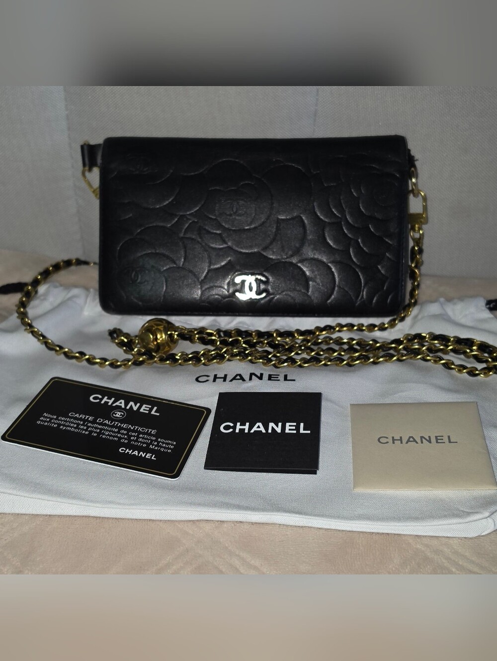 Authentic CHANEL Long Clutch/Wallet Black Leather